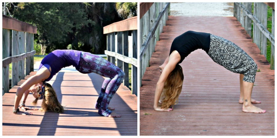 Wheel pose two years apart