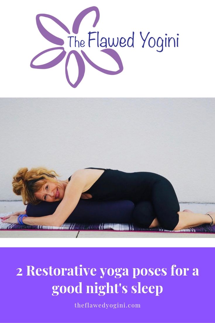 I fell in love with restorative yoga four years ago and recently became certified to teach it. These poses with bolsters or pillows will help you sleep.  #yoga #restorativeyoga #yogateacher